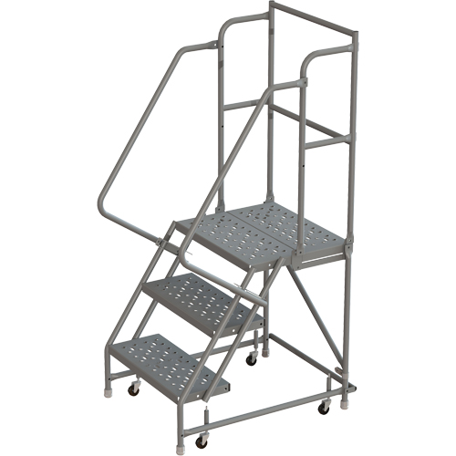Deep Top Step Rolling Ladder, 3 Steps, 24" Step Width, 30" Platform Height, Steel The Estey Group