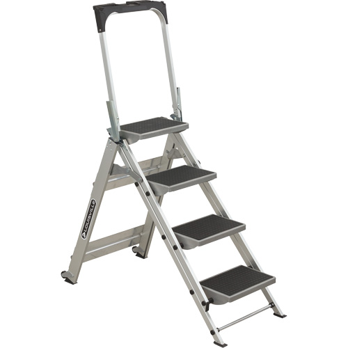 &eacute;chelle escabeau avec roues pivotantes, 4 marches, 44,25" x 22,13" x Hauteur 59" The Estey Group
