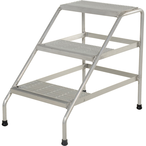 Aluminum Step Stand, 3 Step(s), 22-13/16" W x 34-9/16" L x 30" H, 500 lbs. Capacity The Estey Group