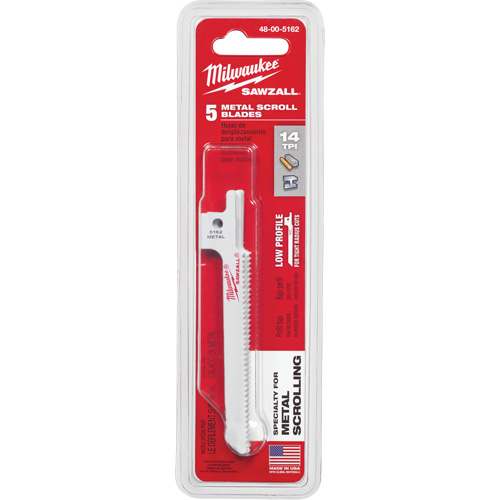 Sawzall&reg; Reciprocating Saw Blade, Bi-Metal, 14 TPI, 3-5/8" L x 5/16" W The Estey Group