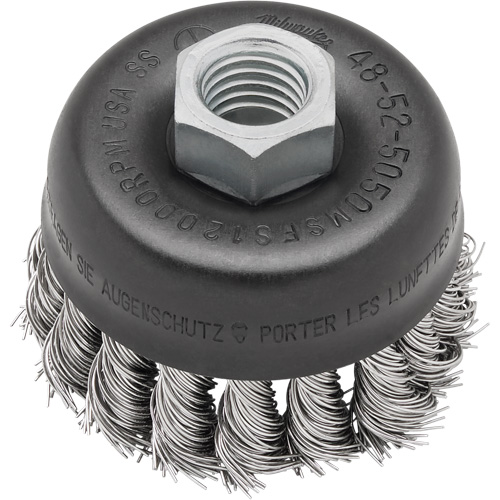 Brosse boisseau &agrave; fil nou&eacute;, 3" dia. x 5/8"-11 arbre The Estey Group