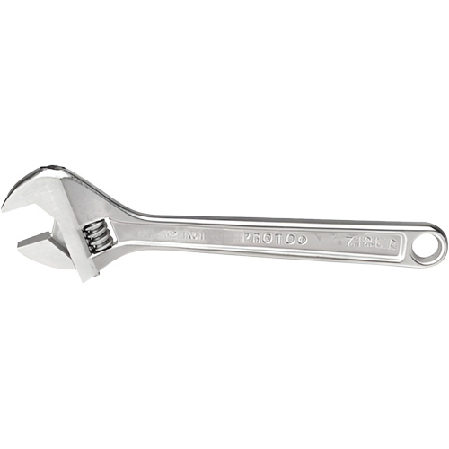 Adjustable Wrench, 12-1/8" L, 1-19/32" Max Width, Chrome The Estey Group