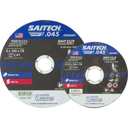 Cut-Off Wheel, 15" x 0.045", 7/8" Arbor, Type 1, Aluminum Oxide/Ceramic, 12200 RPM The Estey Group