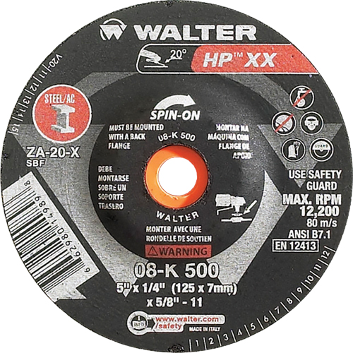 Double-X Depressed Centre Grinding Wheel, 5" x 1/4", 5/8"-11 Arbor, Type 27S The Estey Group