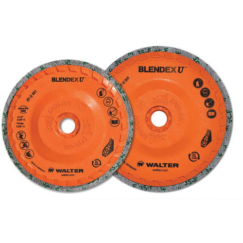 Brosse coupe de finition Blendex U, 4-1/2" dia., Grain Fin, Carbure de silicium The Estey Group