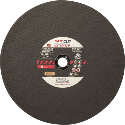 Chop Saw Wheel, 12" x 0.093"/3/32", 1" Arbor, Type 1, Aluminum Oxide, 5100 RPM The Estey Group