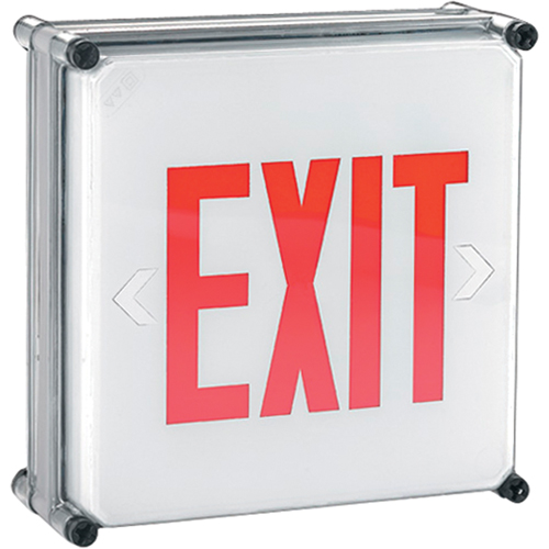Enseignes Exit Aqua NEMA 4x, DEL, &agrave; raccordement fixe, 11-3/4" lo x 11-3/4" la, Anglais The Estey Group