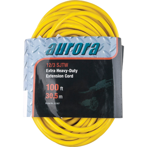 Vinyl Extension Cord, Outdoor, SJTW, 12/3 AWG, 15 A, 100' The Estey Group