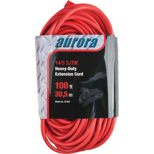 Vinyl Extension Cord, Outdoor, SJTW, 14/3 AWG, 13 A, 3 Outlet(s), 100' The Estey Group