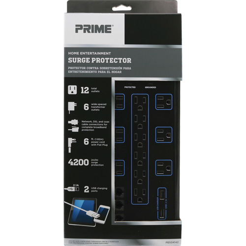 USB Charging Surge Protectors, 12 Outlets, 4200 J, 1875 W, 6' Cord The Estey Group