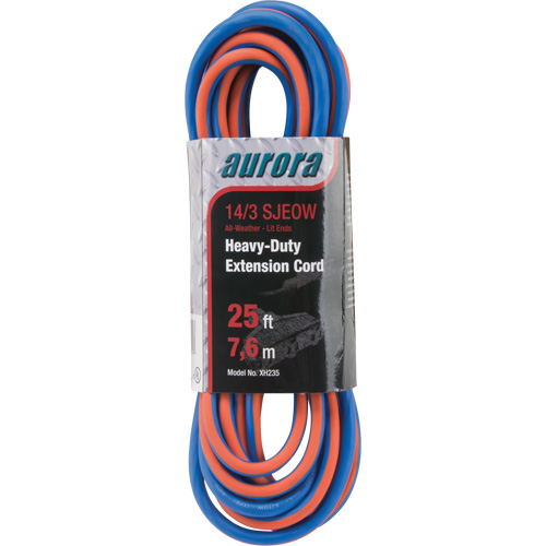 TPE-Rubber Extension Cord with Light Indicator, All-Weather, SJEOW, 14/3 AWG, 15 A, 3 Outlet(s), 25' The Estey Group