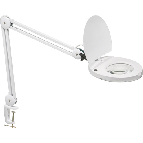 Adjustable Magnifier Lamp, 5 Diopter, LED Light, 47" Arm, C-Clamp, White The Estey Group