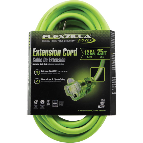 Flexzilla&reg; Pro Industrial Extension Cord, All-Weather, SJTW, 12/3 AWG, 15 A, 25' The Estey Group