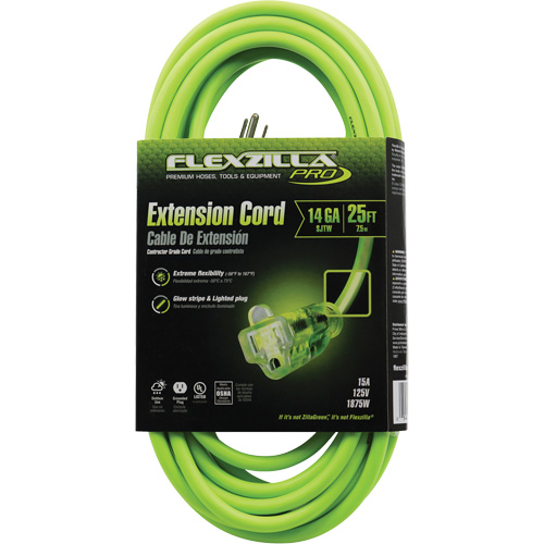 Flexzilla&reg; Pro Industrial Extension Cord, All-Weather, SJTW, 14/3 AWG, 15 A, 25' The Estey Group