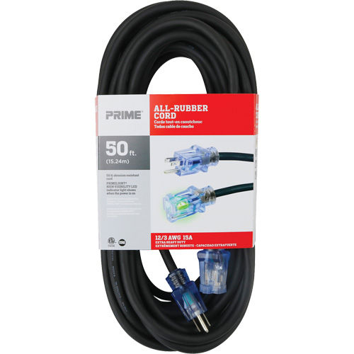 Cordon rallonge All-Rubber, Ext&eacute;rieur, SJOOW, AWG 12/3, 15 A, 50' The Estey Group