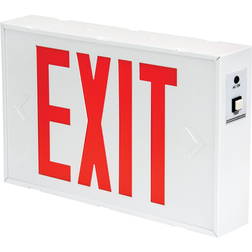 Enseigne de sortie, DEL, &agrave; piles/&agrave; raccordement fixe, 12-1/5" lo x 7-1/2" la, Anglais The Estey Group