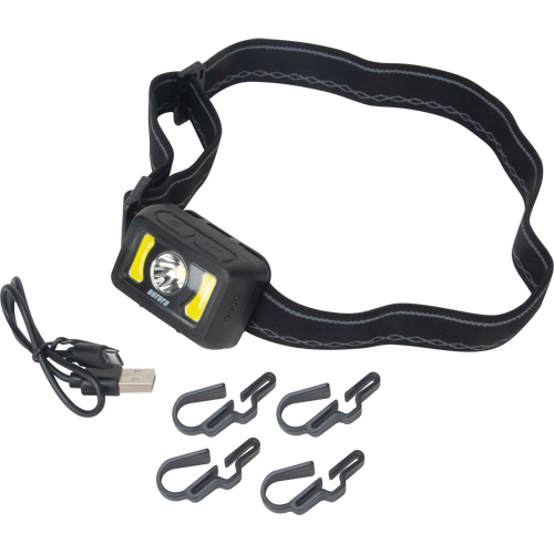 Headlamp, LED, 350 Lumens, 2 Hrs. Run Time, Rechargeable Batteries The Estey Group