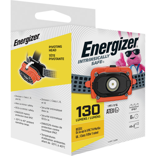 Lampe frontale &agrave; s&eacute;curit&eacute; intrins&egrave;que, DEL, 130 lumens, 6 hres de fonctionnement, piles AAA The Estey Group