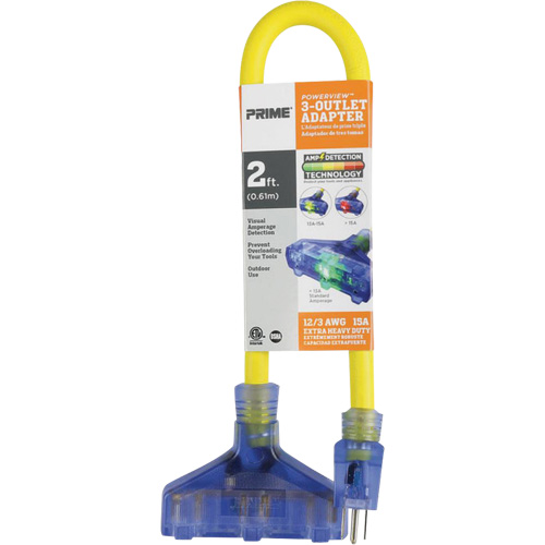 Adaptateur avec d&eacute;tection visuelle de lamp&eacute;rage, Ext&eacute;rieur, AWG 12/3, 15 A, 3 prise(s), 2' The Estey Group