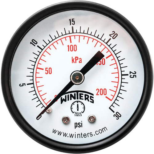 Economy Pressure Gauge, 2" , 0 - 30 psi, Back Mount, Analogue The Estey Group