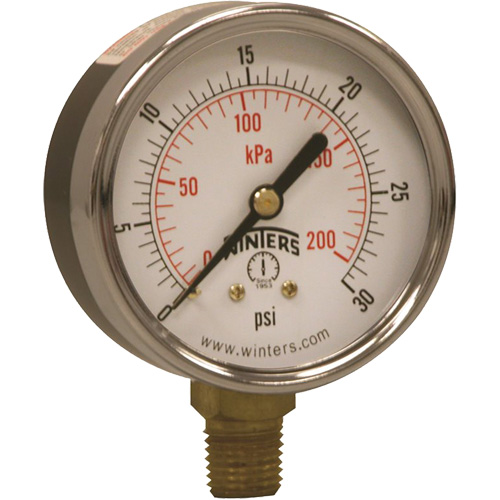 Economy Pressure Gauge, 2-1/2" , 0 - 30 psi, Bottom Mount, Analogue The Estey Group