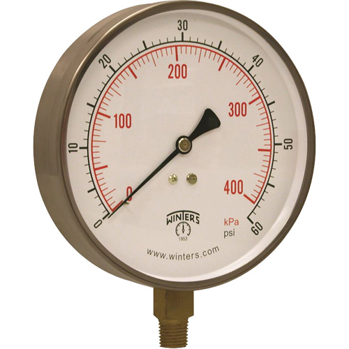 Contractor Pressure Gauge, 4-1/2" , 0 - 60 psi, Bottom Mount, Analogue The Estey Group
