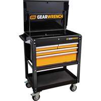 Chariot utilitaire, 4 tiroirs, 33" lo x 21" la x 42" h, Noir/Orange The Estey Group