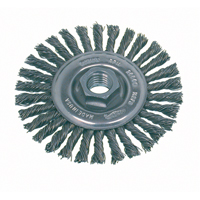 Brosse rotative &agrave; fils nou&eacute;s pour petites meuleuses haute vitesse, pour passe de fond, Dia. 4", Fils 0,02", Arbre 5/8"-11, Acier inoxydable The Estey Group