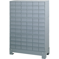 Industrial Drawer Cabinet With Base, 72 Drawers, 34-1/8" W x 12-1/4" D x 48-1/8" H, Grey The Estey Group