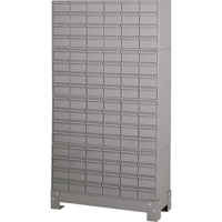 Industrial Drawer Cabinet With Base, 96 Drawers, 34-1/8" W x 12-1/4" D x 62-1/2" H, Grey The Estey Group
