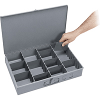 Boîtes &agrave; compartiments ajustables, Acier, Variable compartiments, 18" la x 12" p, 3" h, Gris The Estey Group