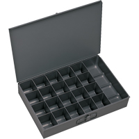 Compartment Scoop Boxes, Steel, 21 Slots, 13-3/8" W x 9-1/4" D x 2" H, Grey The Estey Group