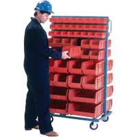 Support mobile deux c&ocirc;t&eacute;s pour bacs, &agrave; deux c&ocirc;t&eacute;s, 96 bacs, 36" la x 24" p x 63" h The Estey Group