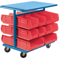 Chariot &agrave; bacs avec bacs, &agrave; deux c&ocirc;t&eacute;s, 20 bacs, 24" la x 38-1/2" p x 36-1/2" h The Estey Group