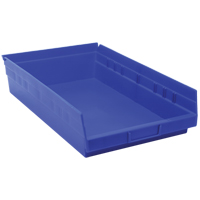 Shelf Bins, 11-1/8" W x 4" H x 17-7/8" D, Blue, 40 lbs. Capacity The Estey Group