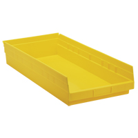 Shelf Bins, 11-1/8" W x 4" H x 23-5/8" D, Yellow, 50 lbs. Capacity The Estey Group