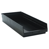 Economy Shelf Bin, 11-1/8" W x 4" H x 23-5/8" D, Black, 60 lbs. Capacity The Estey Group