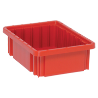 Divider Box&reg; Containers, Plastic, 10.9" W x 8.3" D x 3.5" H, Red The Estey Group