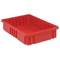 Divider Box&reg; Containers, Plastic, 16.5" W x 10.9" D x 3.5" H, Red The Estey Group