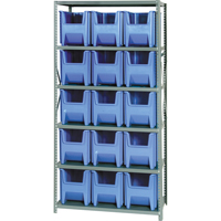 Shelving Unit with Stacking Bins, Steel, Boltless, 800 lbs. Capacity, 36" W x 75" H x 18" D The Estey Group