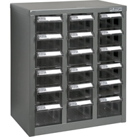 KPC-600 Parts Cabinet, Galvanized Steel, 18 Drawers, 13-9/10" x 8-7/10" x 16-3/10", Grey The Estey Group