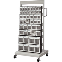 Mobile Tilt Bin Rack, Single-sided, 46 bins, 26-1/4" W x 22" D x 57-1/2" H The Estey Group