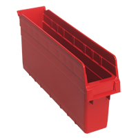Store-Max Shelf Bins, 4-3/8" W x 8" H x 17-7/8" D, Red, 56 lbs. Capacity The Estey Group