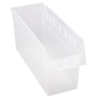 Store-Max Shelf Bins, 6-5/8" W x 8" H x 17-7/8" D, Clear, 56 lbs. Capacity The Estey Group