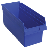 Store-Max Shelf Bins, 8-3/8" W x 8" H x 17-7/8" D, Blue, 56 lbs. Capacity The Estey Group
