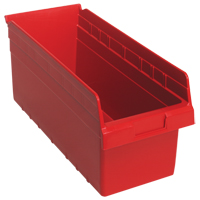 Store-Max Shelf Bins, 8-3/8" W x 8" H x 17-7/8" D, Red, 56 lbs. Capacity The Estey Group