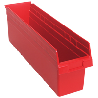 Store-Max Shelf Bins, 6-5/8" W x 8" H x 23-5/8" D, Red, 68 lbs. Capacity The Estey Group