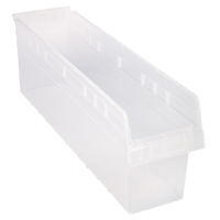 Store-Max Shelf Bins, 6-5/8" W x 8" H x 23-5/8" D, Clear, 68 lbs. Capacity The Estey Group