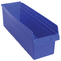 Store-Max Shelf Bins, 8-3/8" W x 8" H x 23-5/8" D, Blue, 68 lbs. Capacity The Estey Group