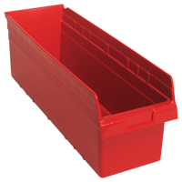 Store-Max Shelf Bins, 8-3/8" W x 8" H x 23-5/8" D, Red, 68 lbs. Capacity The Estey Group